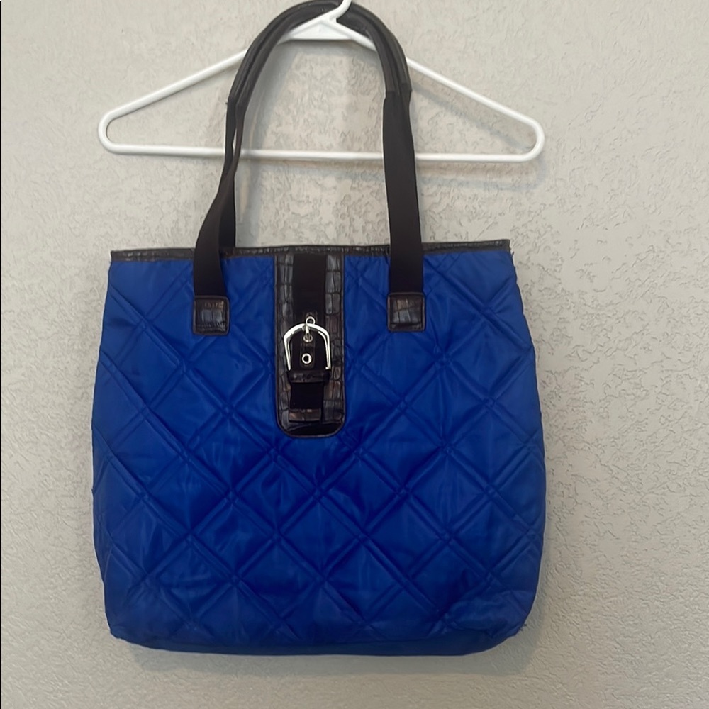 Blue Quilted Tote Bag
